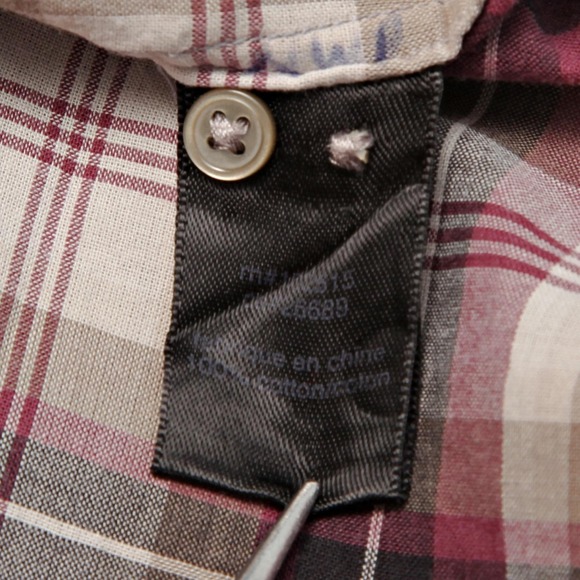 John Varvatos USA Shirt Mens 2XL Plaid Burgundy Long Sleeve Button Front Casual - Picture 5 of 11